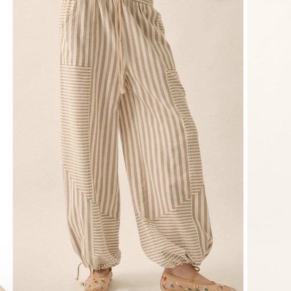 Promesa Jump for Joy Striped Drawstring Balloon Parachute Pants - Picture 1 of 7